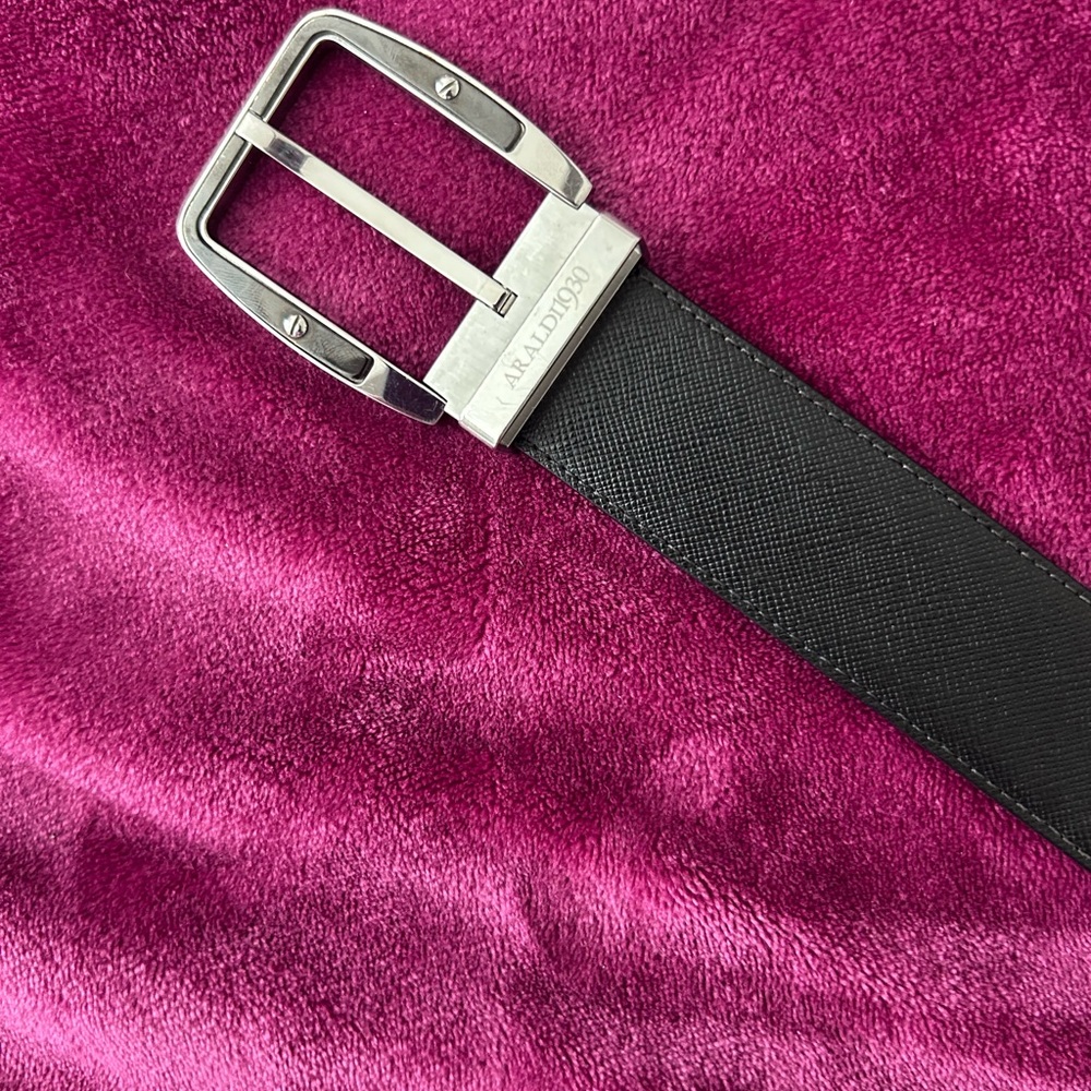 Araldi1930 Leather Belt with Silver Buckle